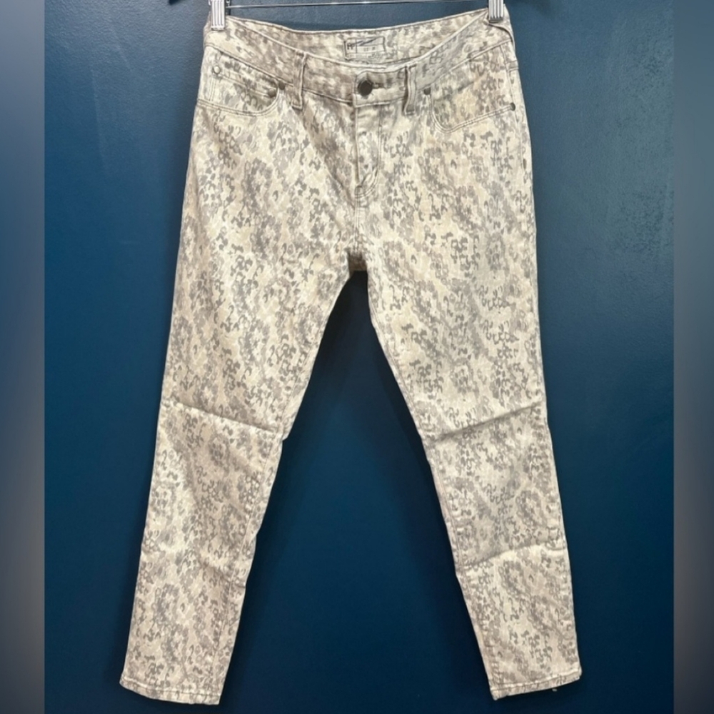 FREE PEOPLE Printed Watercolor Mid Rise Jegging Skinny Jeans EUC Size 30